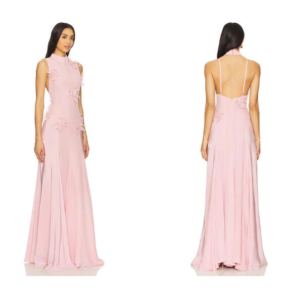La Fuori Backless Maxi Dress in Ostrich Feather Pink XS NWT $780msrp - Picture 2 of 14